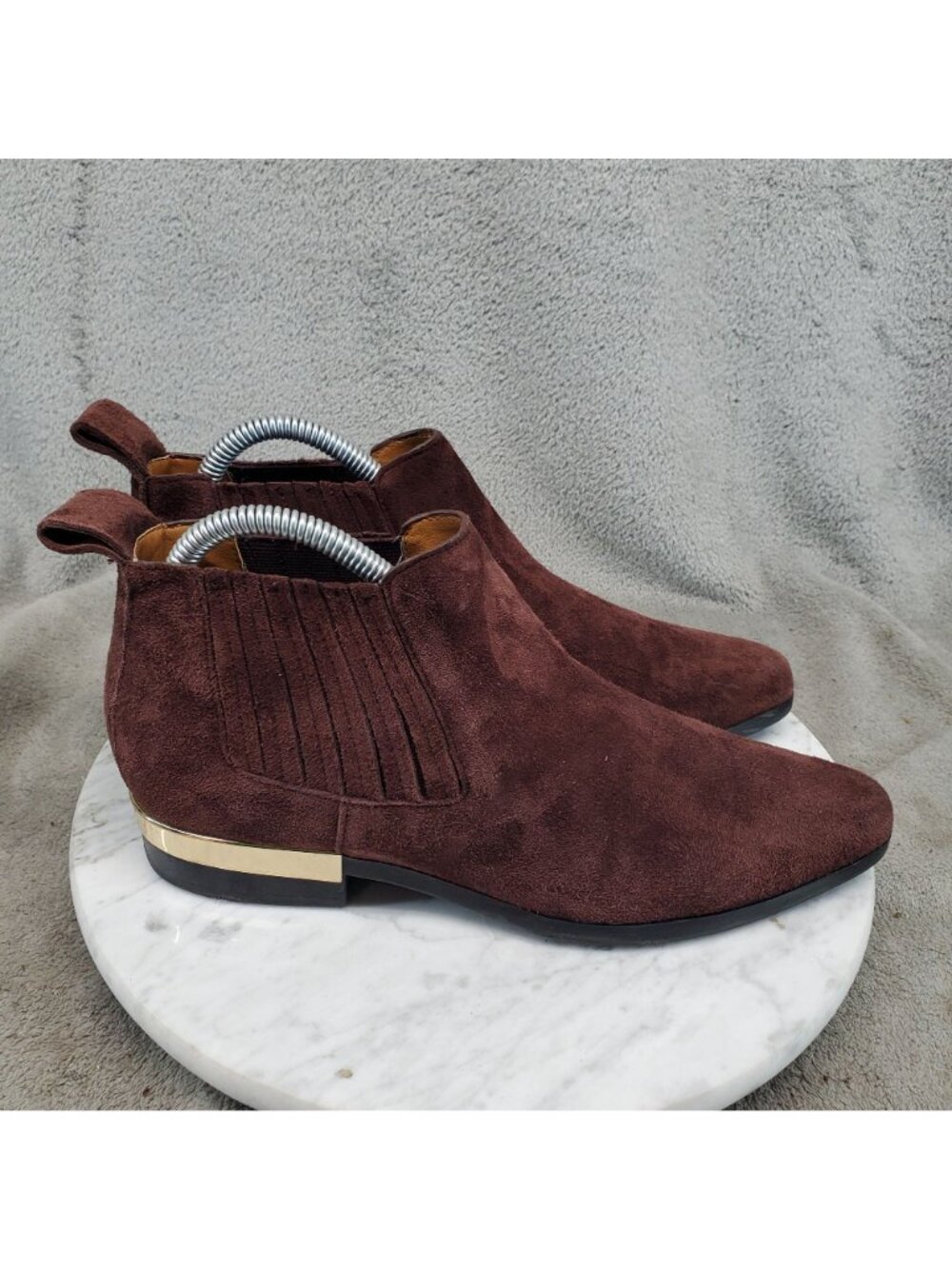 Zara Woman Shoes Womens Size EU 38 US 7.5 Brown Suede Chelsea Ankle Boots - Picture 4 of 11